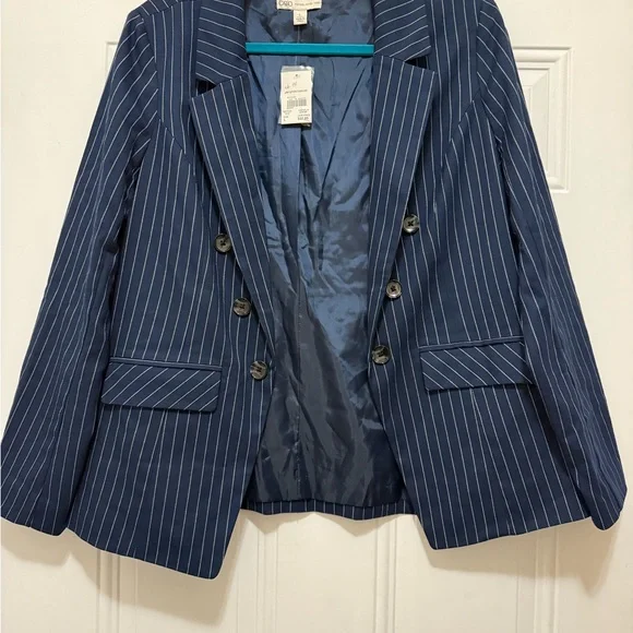 Cato Blue Tailored Blazer with Pinstripe Design - Picture 4 of 7